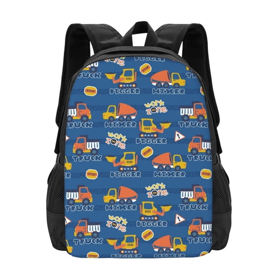 Daiia Construction Vehicles Backpack for Men and Women -Durable Backpack Large Capacity, Water-Resistant Bag with Adjustable Straps and Laptop Compartment