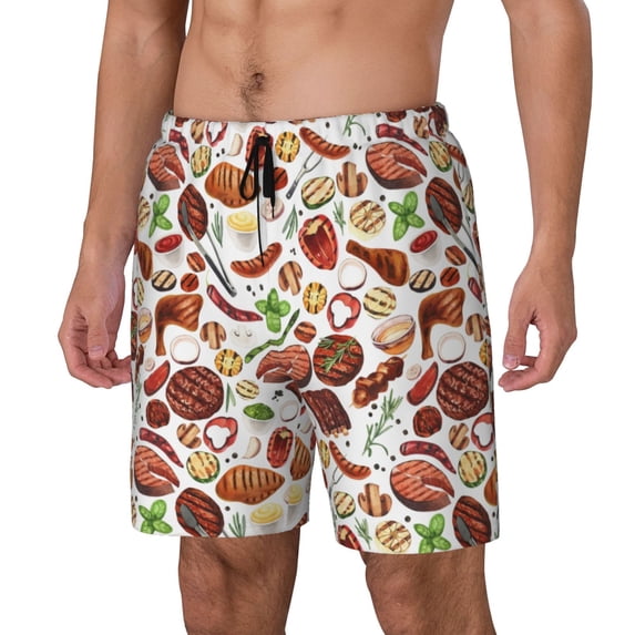 Daiia Cooking Bbq Mens Swim Trunks Swim Shorts Quick Dry Swim Shorts with Mesh Lining Pockets-Medium