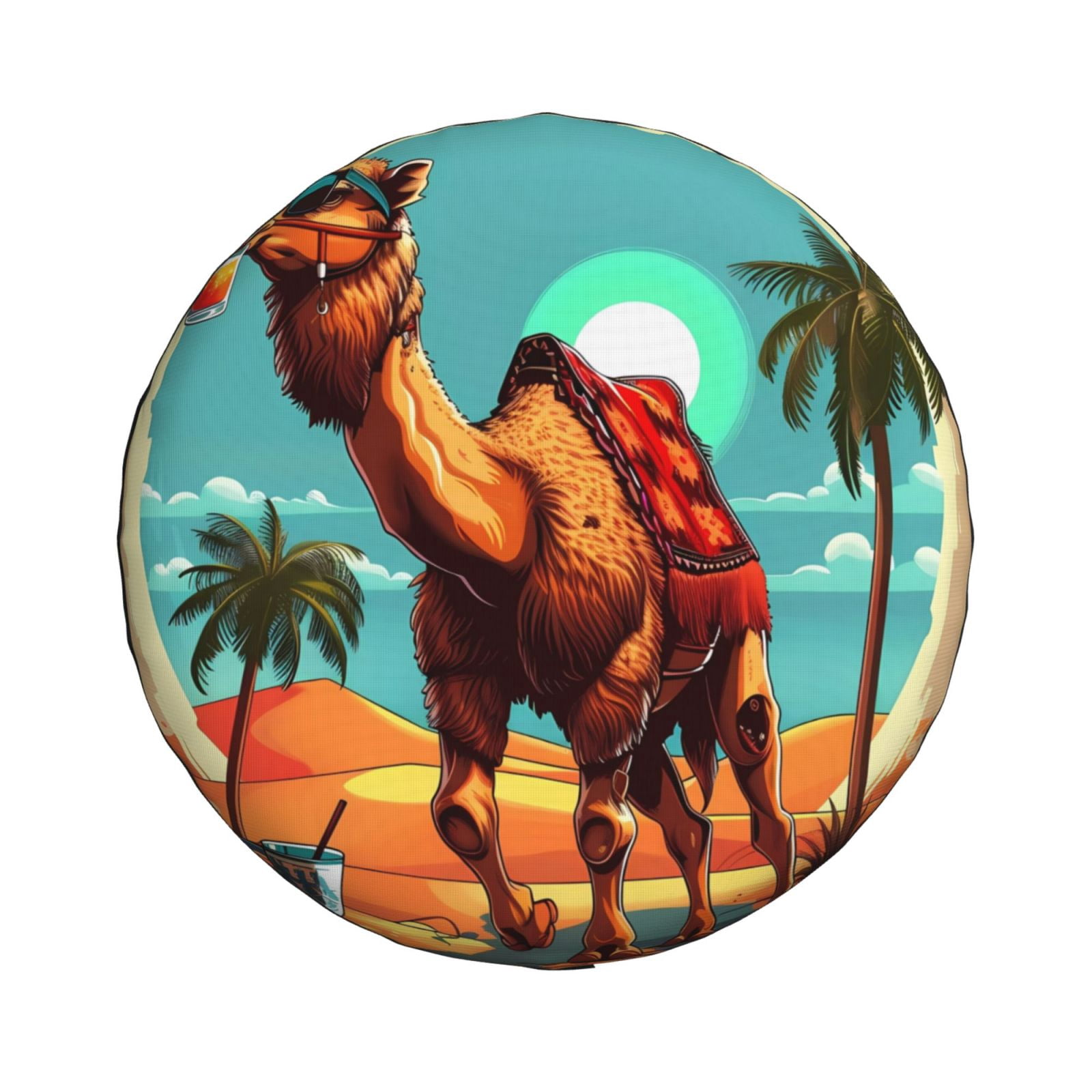 Camel Riding Covers Daiia Cool Camel Oasis Vibes Tire Covers , Travel Trailer Camper Truck ...