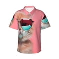 thumbnail image 1 of Daiia Cool Cat Pink Sunglasses Hawaiian Shirt for Men Gentle Cotton Regular Short Sleeve Casual-X-Large, 1 of 9