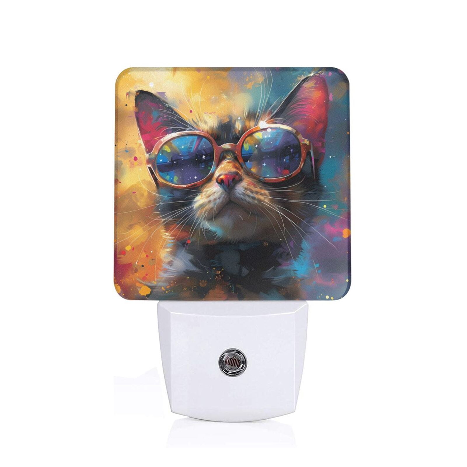 Daiia Cool Cat With Sunglasses Pattern Plugin LED Backlit Night Light