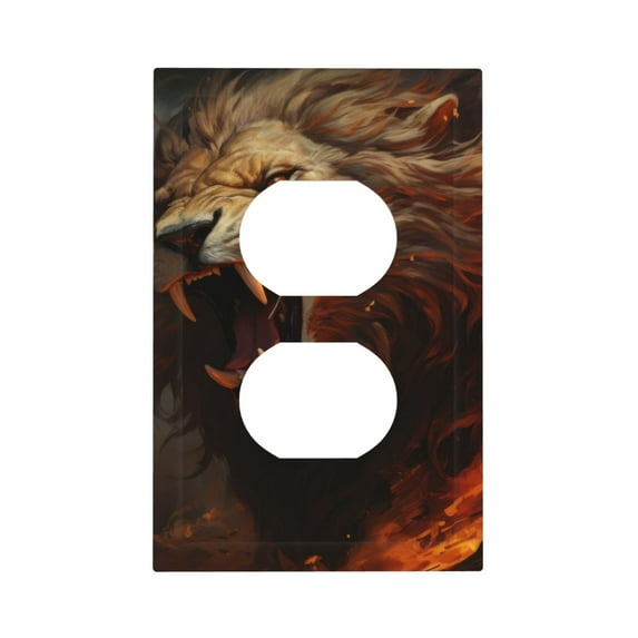 Daiia Cool Flame Lion A Pattern Decorator Wall Plate Child Safe Outlet Cover, Switch and Outlet Covers,Size 1-Gang 5.0" x3.0" , Polycarbonate Thermoplastic-Style S