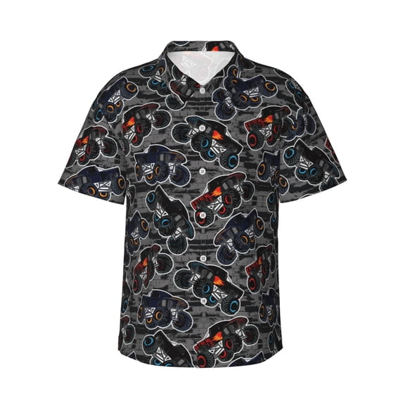 Daiia Cool Off-Road Vehicle Hawaiian Shirt for Men Gentle Cotton Regular Short Sleeve Casual-Small