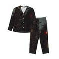 thumbnail image 1 of Daiia Cool Skull Western Cowboy for Women's Long-Sleeved Pajama Set – Soft & Comfortable Sleepwear Button-Up Pajamas Cozy Lounge Wear-Large, 1 of 7