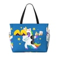 thumbnail image 1 of Daiia Cool Unicorn Star Golden Beach Travel Bag - Water-Resistant Beach Bag, Lightweight Tote with 7 Pockets for Women and Men - Gym,Pool,Camping,Reusable Grocery Bag, 1 of 7