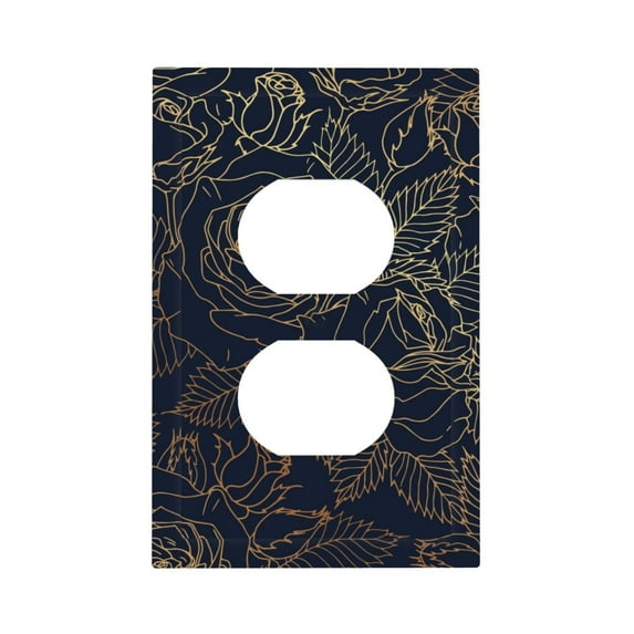 Daiia Copper-Gold Gloss Outline Rose Pattern Decorator Wall Plate Child Safe Outlet Cover, Switch and Outlet Covers,Size 1-Gang 5.0" x3.0" , Polycarbonate Thermoplastic-Style S