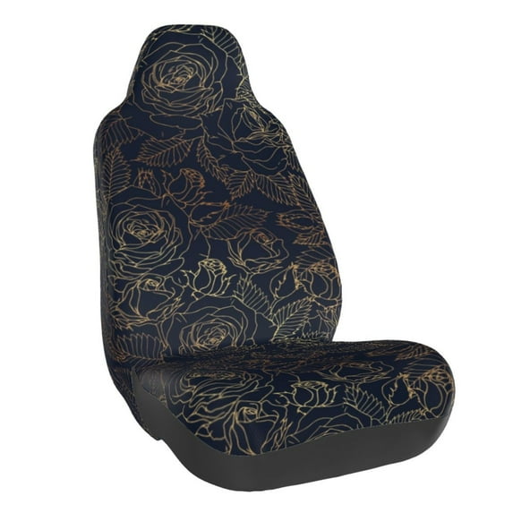 Daiia Copper-Gold Gloss Outline Rose Printed Car Seat Cover - Waterproof & Sweatproof - Universal Fit, Machine Washable, Non-Slip - Seat Protector for Car, Truck, SUV, Van (1 Pack)