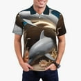 thumbnail image 1 of Daiia Coral Fish Dolphin Pattern Men’s Polo Shirts,Solid Deck Shirt,Classic Fit, Breathable Cotton Polo for Casual and Sport Wear-Medium, 1 of 7