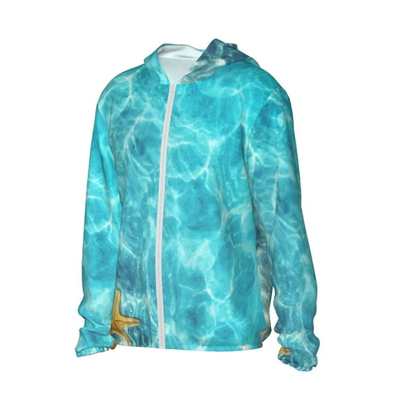 Daiia Coral And Seashell On The Beach UPF 50+ Sun Protection Hoodie Jacket Lightweight Long Sleeve Sun Shirt for Women Men with Pocket Hiking Outdoor-X-Large