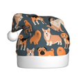 thumbnail image 1 of Daiia Corgi Collie Pug Print Christmas Knitted Beanie Hat, Large Knit Hat Xmas Small Gifts For Men Women Adult, 1 of 6