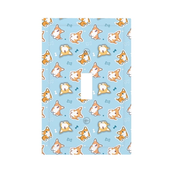 Daiia Corgi Dog 1 Pattern Decorator Wall Plate Child Safe Outlet Cover, Switch and Outlet Covers,Size 1-Gang 5.0" x3.0" , Polycarbonate Thermoplastic-Style T