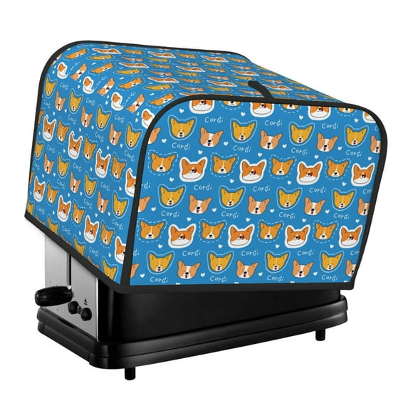 Daiia Corgi Dog Face Pattern 4 slice Toaster Cover, Toaster Appliance Dust-proof Cover For Kitchen Small Appliance Dust Cover and Fingerprint Protection