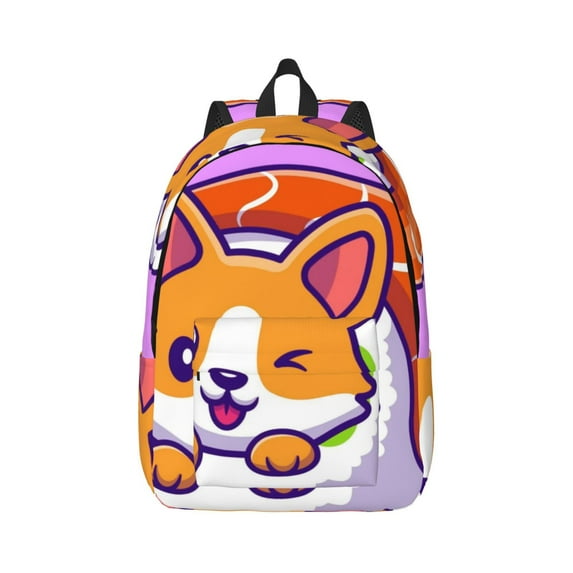 Daiia Corgi In Sushi Roll Vintage Canvas Backpack for Men and Women ,Hiking Backpack,Travel Laptop Bag for School,Large Capacity Backpack