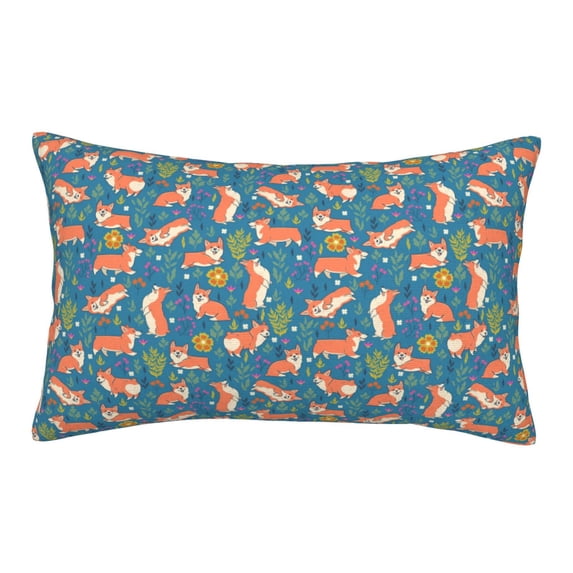 Daiia Corgi with Flowers Bedding Waterproof Pillow Protector Zippered Queen – Bed Bug Proof Pillow Encasement-14"x20"