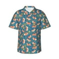 thumbnail image 1 of Daiia Corgi with Flowers Hawaiian Shirt for Men Gentle Cotton Regular Short Sleeve Casual-Medium, 1 of 9
