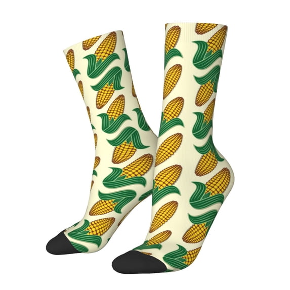 Daiia Corn 8 Print Crew Socks – Soft Breathable Long Socks for Men & Women, Moisture-Wicking & Comfortable Daily Wear Socks, One-Size Fits Most (US 5-11)