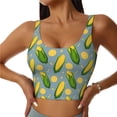 thumbnail image 1 of Daiia Corn On The Leaves Printed Women's Sports Bra, Breathable Activewear Bra with U-Back Design and Removable Pads, Comfortable and Supportive for Yoga, Workout-Large, 1 of 8