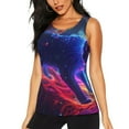 thumbnail image 1 of Daiia Cosmic Cat Psychedelic Journey Printed Womens Workout Tops for Women Quick-dry Tank Tops Mesh Yoga Shirts Athletic Running Tank Tops Sleeveless Gym Clothes-Large, 1 of 7