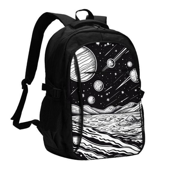 Daiia Cosmic Landscape Celestial Art Pattern USB Charging Backpack for Men and Women, Anti-Theft Backpack,Travel Backpack,School Backpack,College Backpack,Laptop Backpack