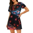 thumbnail image 1 of Daiia Cosmic Red Sparkle Dice Print Women's Nightshirt Soft Nightgowns for Women Short Sleeve dress Short-sleeved Sleepwear, 1 of 6