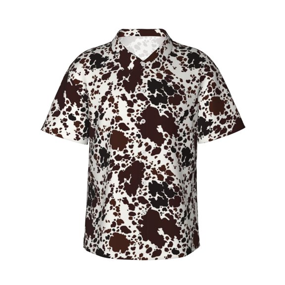 Daiia Cow Skin Hawaiian Shirt for Men Gentle Cotton Regular Short Sleeve Casual-3X-Large