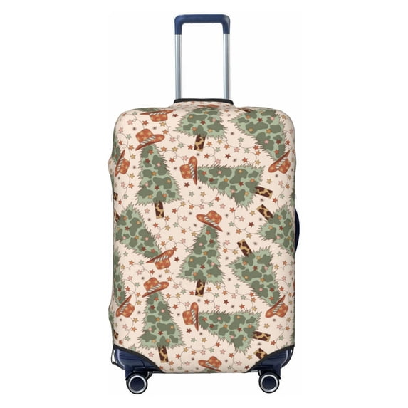 Daiia Cowboy Christmas Trees Luggage Cover, Thickened Washable Travel Luggage Covers, Elastic Unique Baggage Covers for 18-20 inch Luggage-X-Large