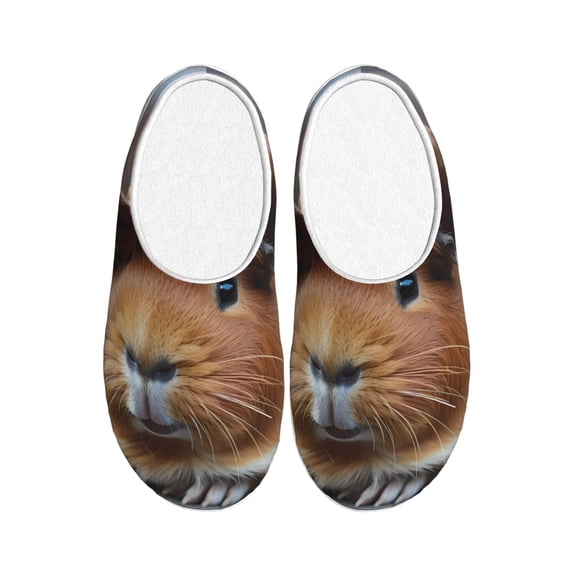 Daiia Cowboy Hat Guinea Pig Print Women’s Fuzzy Slippers Memory Foam Lightweight House Shoes Cozy Loafer Flannel House Shoes-42/43