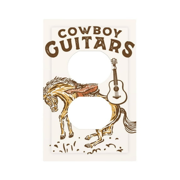 Daiia Cowboy Rodeo Guitar Pattern Decorator Wall Plate Child Safe Outlet Cover, Switch and Outlet Covers,Size 1-Gang 5.0" x3.0" , Polycarbonate Thermoplastic-Style S