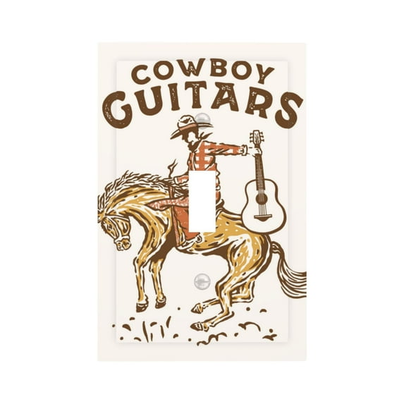 Daiia Cowboy Rodeo Guitar Pattern Decorator Wall Plate Child Safe Outlet Cover, Switch and Outlet Covers,Size 1-Gang 5.0" x3.0" , Polycarbonate Thermoplastic-Style T