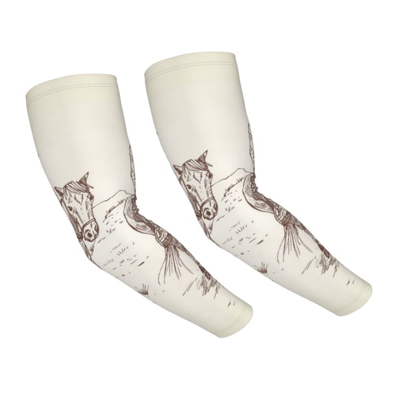 Daiia Cowboys Riding Horses In Desert UV Sun Protection Arm Sleeves - Cooling Compression Arm Sleeve - Sports & UV Arm Sleeves for Men & Women
