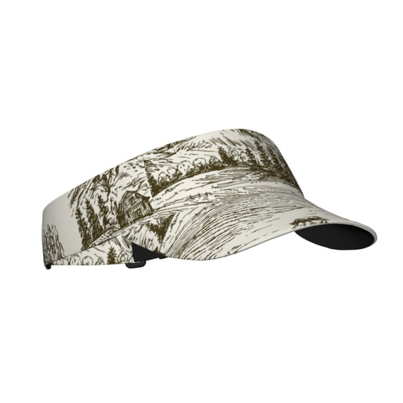 Daiia Cows Grazing On Meadow Pattern Sport Sun Visor Hats Visor Cap Adjustable Empty Top Baseball Cap Cotton Ball Caps for Women and Men