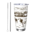 thumbnail image 1 of Daiia Cows Grazing On The Meadow 2 Printed 20oz Insulated Coffee Cup with Straw Topper, Fully Spill Proof Travel Coffee Mug, Stainless Steel Tumbler for Work Home Outdoor Car-Straw, 1 of 8