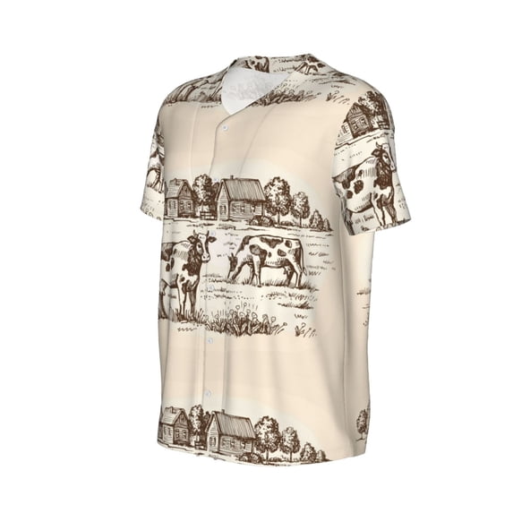 Daiia Cows On The Farm Mens Baseball Jersey Button Down Shirts Short Sleeve Sports Uniforms-3X-Large