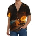 thumbnail image 1 of Daiia Cozy Tree Hole Cabin Men's Linen Shirts Short Sleeve Casual Shirts Button Down Shirt for Men Beach Summer Wedding Shirt-Medium, 1 of 6