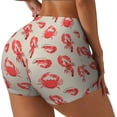 thumbnail image 1 of Daiia Crab Lobster 1 Pattern Women's Workout Shorts Biker Shorts - High Waisted Workout Spandex Tummy Control Gym Running Yoga Shorts-Large, 1 of 8