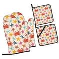 thumbnail image 1 of Daiia Crabs And Seastars Pattern Oven Mitts and Pot Holders 4 pcs Set,High Heat Resistant 500 Degree Extra Thicken Long Kitchen Cotton Oven Glove, 1 of 6