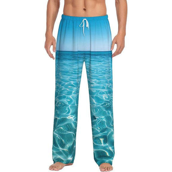 Daiia Crystal Clear Ocean Waves Men's Sleep Pant with Pockets and Drawstring,Pajama Pants-Large