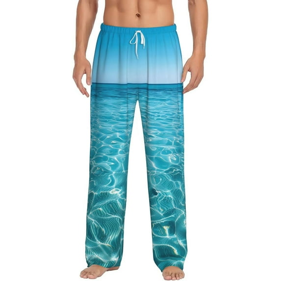 Daiia Crystal Clear Ocean Waves Men's Sleep Pant with Pockets and Drawstring,Pajama Pants-XX-Large