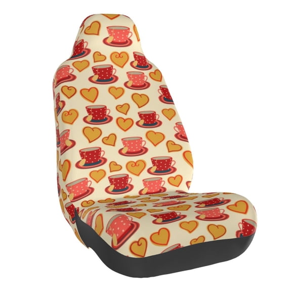 Daiia Cups of Tea Printed Car Seat Cover - Waterproof & Sweatproof - Universal Fit, Machine Washable, Non-Slip - Seat Protector for Car, Truck, SUV, Van (1 Pack)