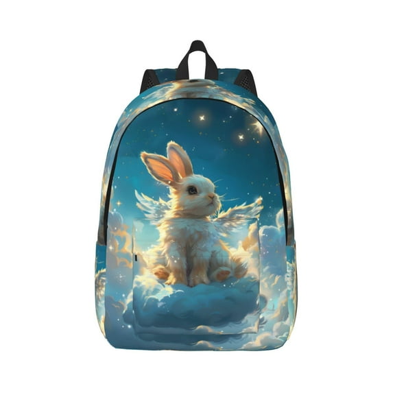 Daiia Cute Angel Winged Rabbit Vintage Canvas Backpack for Men and Women ,Hiking Backpack,Travel Laptop Bag for School,Large Capacity Backpack-