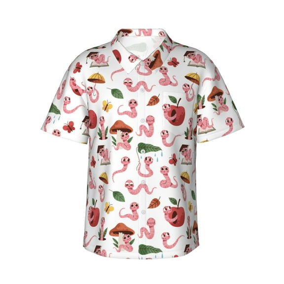 Daiia Cute Animal Hawaiian Shirt for Men Gentle Cotton Regular Short Sleeve Casual-XX-Large