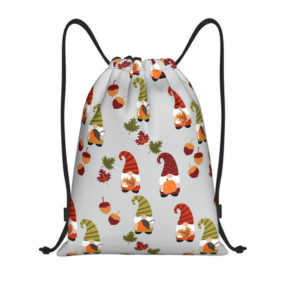 Daiia Cute Autumn Gnomes Pattern Drawstring Backpack, Gym Bag, Lightweight Backpack, Water-Resistant Bag Travel Sports Backpack, Fitness Bag, Yoga Bag-Medium
