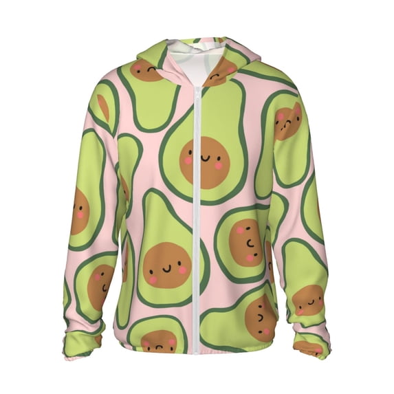 Daiia Cute Avocado UPF 50+ Sun Protection Hoodie Jacket Lightweight Long Sleeve Sun Shirt for Women Men with Pocket Hiking Outdoor-Large