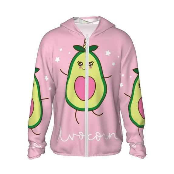 Daiia Cute Avocado UPF 50+ Sun Protection Hoodie Jacket Lightweight Long Sleeve Sun Shirt for Women Men with Pocket Hiking Outdoor-Small