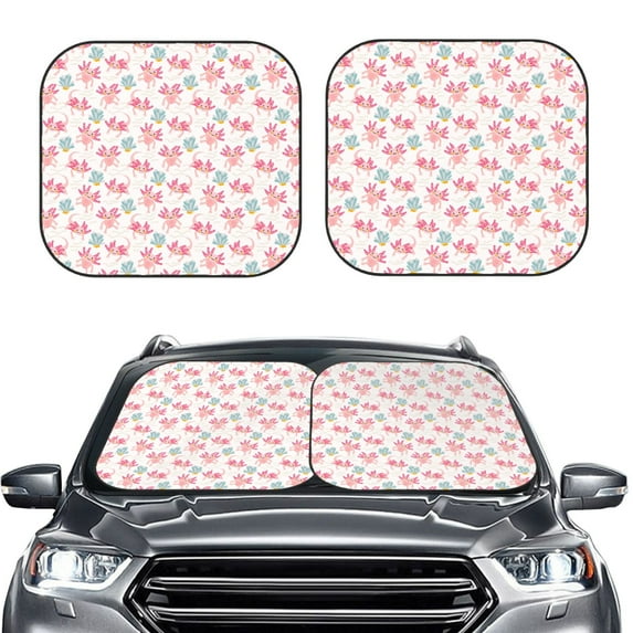 Daiia Cute Axolotl 2PCS Car Windshield Sun Shade, Foldable Sun Shield for Car Front Window, Auto Sun Blocker Visor Protector Universal for Truck SUV Pickup-Large
