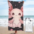 thumbnail image 1 of Daiia Cute Axolotl Sakura Blossoms Pattern Quick Dry Towel, Super Absorbent Travel Towel with Hanging Loop & Carabiner, Lightweight Compact Fast-Drying Microfiber Towel-31.5"x63", 1 of 8