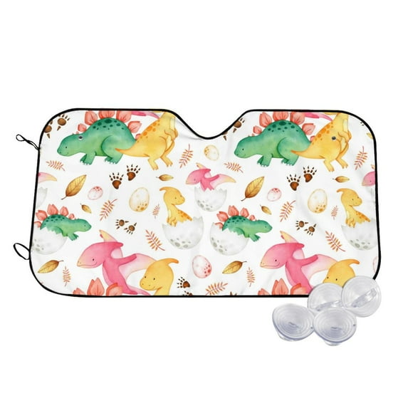Daiia Cute Baby Dinosaurs Windshield Sun Shade for Car SUV Truck (Small ), Car Sun Shade Windshield, Car Shades for Front Windows, Sunshade for Car Windshield