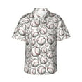 thumbnail image 1 of Daiia Cute Baseball Hawaiian Shirt for Men Gentle Cotton Regular Short Sleeve Casual-Large, 1 of 9
