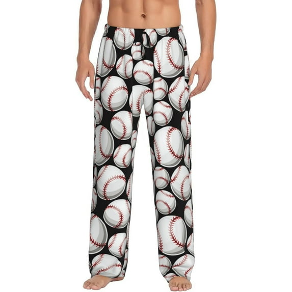 Daiia Cute Baseball Men's Sleep Pant with Pockets and Drawstring,Pajama Pants-Small