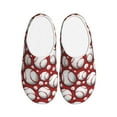 thumbnail image 1 of Daiia Cute Baseball Print Women’s Fuzzy Slippers Memory Foam Lightweight House Shoes Cozy Loafer Flannel House Shoes-39/40, 1 of 7